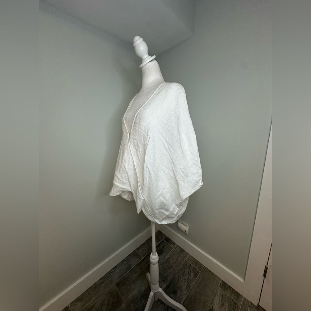 J. Jill  Elements 100% Linen Pullover White Relaxed Fit Lagenlook Top Size S - L - Picture 4 of 13